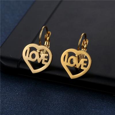 China CHENGYI TRENDY Stainless Steel Love Letter Heart Shaped Earrings Shape Trendy Charm Earrings For Women for sale