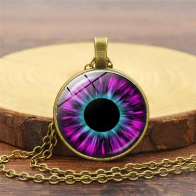 China FASHIONABLE Hot Sale Custom Gold Plated 25mm Devil's Eyes Necklace Alloy Turkish Evil Gemstone Eyes Pendant Necklace For Women for sale