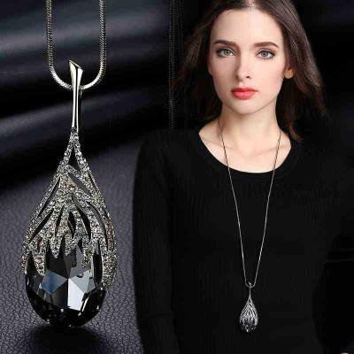 China 2021 Fashion Romantic Jewelry Simple Crystal Pendant Sweater Chain Fashion Set Diamond Necklace for sale