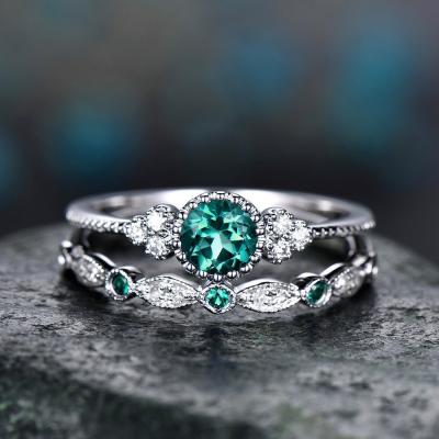 China 2021 New Arrival TRENDY Fashion Exquisite Emerald Zircon Ring For Women Jewelry for sale