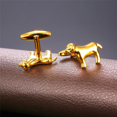 China Cute Puppy Animal Cufflinks French Man's Silver Gold Brass Cufflinks High Quality Copper Small Cufflinks For Wedding Shirt Cuff Link for sale