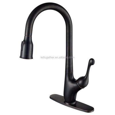 China Modern 360 Degree Rotating Flexible Pull Down To Pull Out Faucet Black Bra Taps Sink Single Handle Kitchen Faucet for sale