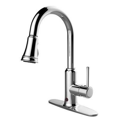 China Sense Faucets Sensor Touch Faucet Pull Out Kitchen Faucet 304 Stainless Steel Hot Mixed Faucet Brushed And Cold Professional Manufacturer for sale