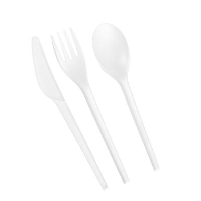 China Disposable 100% Non-GMO Food Grade PLA Free Cutlery Customized Compostable Spoons and Forks Cutlery for sale