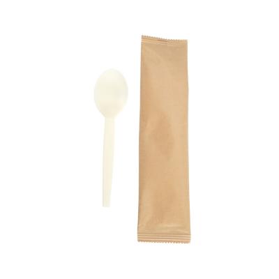 China Disposable Quanhua Wrapped Customized ECO Cutlery Plastic Biodegradable Cutlery Disposable Spoons for sale