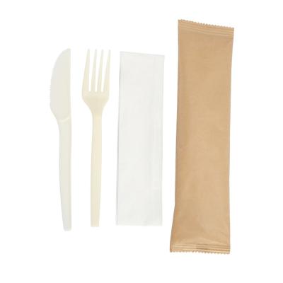 China Hot Selling Disposable Reusable BPI Individually Wrapped PSM Cornstarch Plastic Forks Disposable Spoon Cutlery for sale