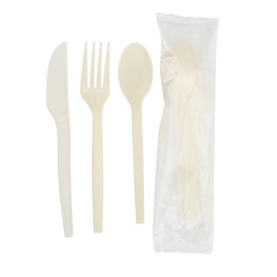 China Disposable Food Grade ECO BPI Individually Wrapped PSM Fork Knife Spoon Cornstarch Disposable Cutlery for sale