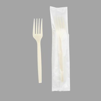 China Quanhua Disposable TUV Individually Wrapped PSM Fork And Spoon Set Factory Based Cornstarch Disposable Cutlery for sale