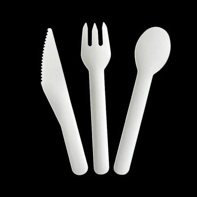 China Quanhua 100% Disposable Compostable Plastic Free Paper Cutter And Fork ECO Source Biodegradable Cutlery for sale