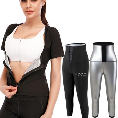 China Private Label Women Antibacterial Sauna Sweat Suit Weight Loss Waist Trainer Shirt Workout Top Jacket Zipper Hot Sweat Sauna Suit for sale