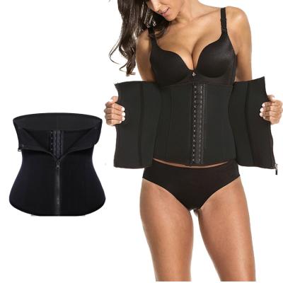 China Amazon Sales Antibacterial Tops 3 Level Latex Black Women's Waist Trainer With Zipper Hooks Invest Private Label for sale