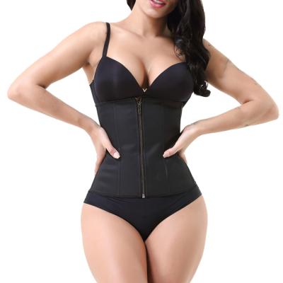 China Wholesale Antibacterial Underbust Cincher Shaper 9 Steel Boned Latex Waist Trainer Corset With Zipper and Hooks for sale