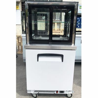 China Single-temperature single door salad bar counter display refrigerator with glass cover for sale