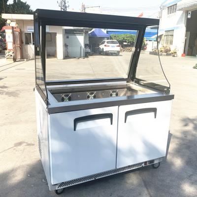 China Single-Temperature Double Door Salad Counter Counter Display Refrigerator with Glass Cover for sale