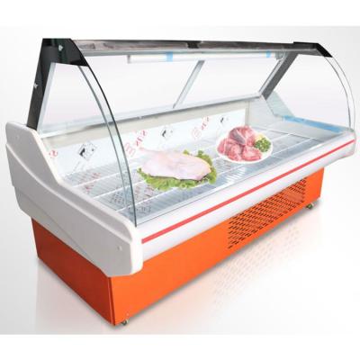 China Single-temperature 3m Meat Display Freezer Refrigerator Counter Showcase Fan Cooling for sale