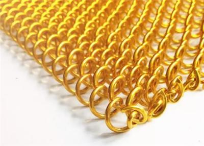 China 6mm Hole size Gold Color SS316 Decorative Woven Wire Mesh For Curtain And Space Divider for sale