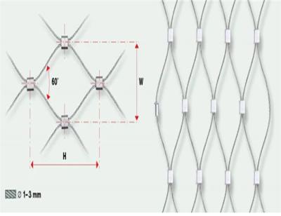 China Tipo ferrulado de agujero de diamante malla de cuerda de acero inoxidable para protección de seguridad en venta