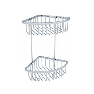 China Durable High Quality Retail Chrome Stainless Steel Wall Mount Corner Storage Corner Bathroom Accessoreis Basket for sale