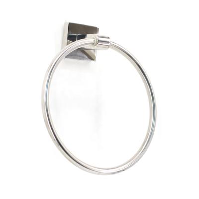 China Modern Silver Color Metal Stainless Steel Bathroom Towel Ring With Chrome Polished Finish for sale