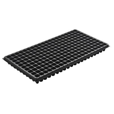 China Seedling 200 Cell Seed Tray Plastic Black Rectangular Seed Nursery Trays for sale