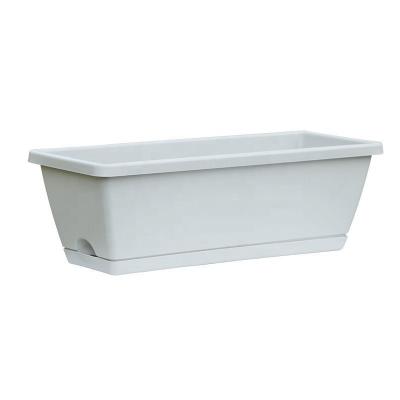 China Selfwatering Planter Pots Rectangular Plastic Window Box With Attached Saucer For Succulent Flowers Vegetable Herbs for sale