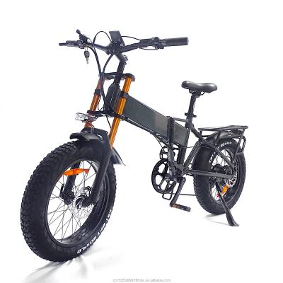 China Long Fork e Bike Fat Bike Aluminum Alloy Bikes 1000watts 48v Full Suspension 17.5ah Tire Ebike Electric Bicycle Folding for sale