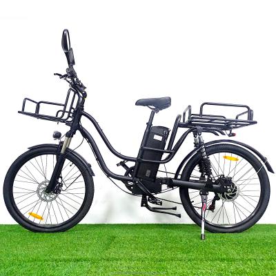 China Aluminum Alloy New Model 750W 48V Powered Long Range Cargo Delivery Family Electric Bike 26 Inch Food Bike for sale