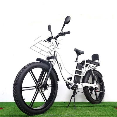 China Aluminum alloy 48v 500w motor 15Ah battery full suspension electric bike for delivery family cargo bike for sale