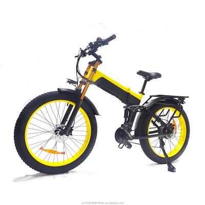 China Aluminum alloy 26 inch wheel 17.5Ah lithium battery folding electric bicycle ebike 1000w fat tire e-bike for sale