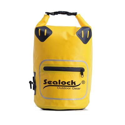 China Portable New Fashion Yellow Dry Bag With Zipper Front Pocket 10L And 20L for sale