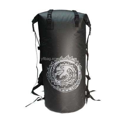 China Waterproof 100 Liter Waterproof Black Camping Backpack for sale