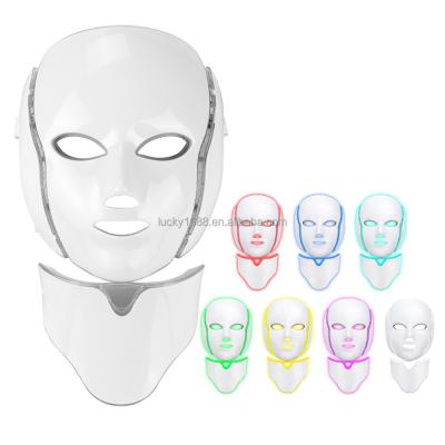 China Dye Removal PDT Photon 7 Color Led Facial Mask Face Beauty Therapy Machine With Neck for sale