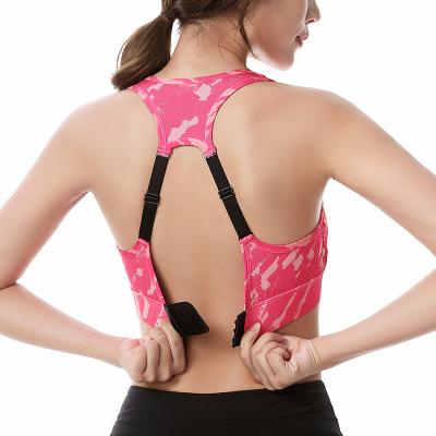 China Adjustable Straps Breathable Custom Padded Fitness Bra High Impact Supports Plus Size Sports Bra for sale