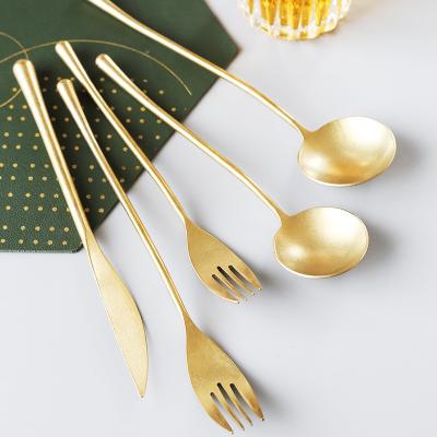 China Prestige Sustainable Elegant Dinnerware Set Gold Silverware Flatware Flatware Wedding Set for sale