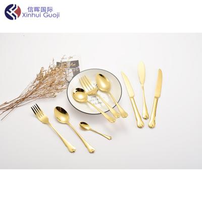 China Viable Hot Sale High Quality Luxury Gold Mirror Cutlery Tableware 24 Pcs Stainless Steel Titanium Flatware Set for sale