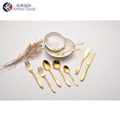 China Outlery Sustainable Gold Flatware Titanium Cutlery Set For Wedding Party Hotel Banquet for sale