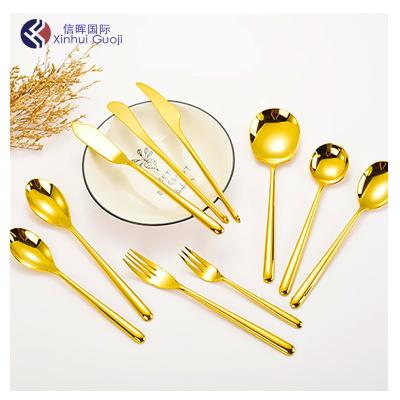 China Prestige Sustainable Elegant Dinnerware Set Wedding Stainless Steel Forks And Knives Set Titanium Gold Flatware for sale