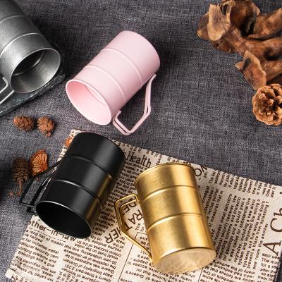 China Amazon Best Seller Retro New Style Metal 304 Stainless Steel Barrel Beer Mug Mugs With Handle for sale