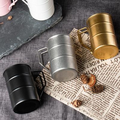 China Amazon Best Seller Retro New Style Metal 304 Stainless Steel Barrel Beer Mug Mugs With Handle for sale