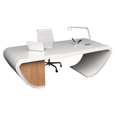 China Extendable Modern Marble White Curved Office Table And Chair Personal Computer Furniture Office Executive Desk for sale