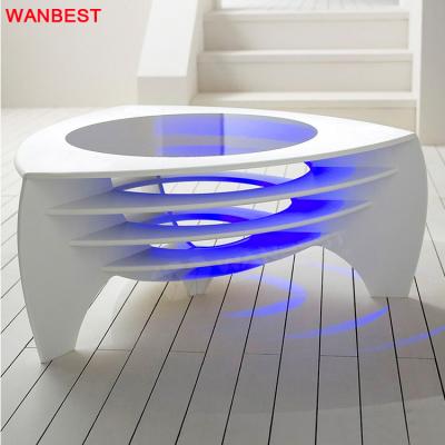 China Living Room White Coffee Table Office Home Extendable Luxury Led Acrylic Glass Modern Design for sale