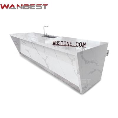 China Modern Fish Bell White Quartz Marble Kitchen Island Custom Design Counter for sale