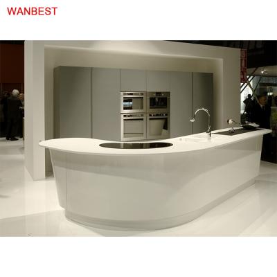 China L Shape High Cost Price Grade Artificial Stone Kitchen Counter Top Basin KC052 for sale