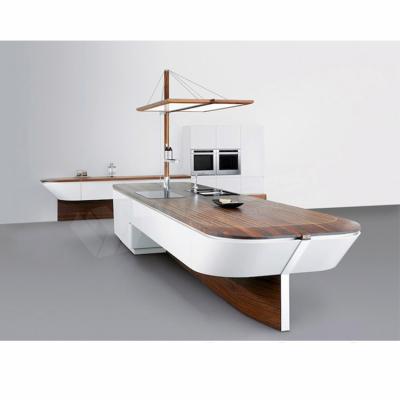 China Boat Shape Marble Buffet Wooden Bench Counter Modern Luxury Design for sale