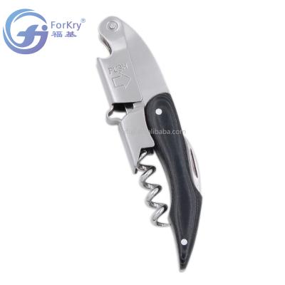 China FORKRY High Quality Gift Stocked Lever Double All Stainless Steel Wine Corkscrew With Micarta Handle for sale