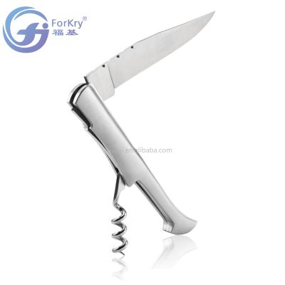 China Hot Selling High Quality Stocked FORKRY Stainless Steel Steak Knife Pocket Knife With Corkscrew for sale