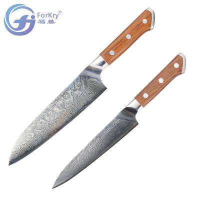 China Stocked Forkry Damascus Knife Set With Wooden Handle for sale