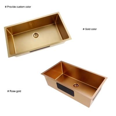 China Without Faucet Best Selling Luxury Handmade Rose Gold Stainless Steel 304 Kitchen Sink for sale