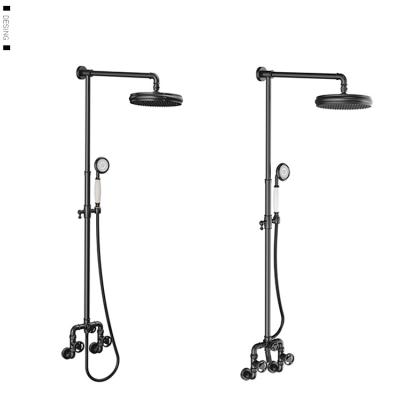 China Without Mixer High Quality Wall Mounted Bath Slide Bar Brass Black Shower Faucet Sets for sale