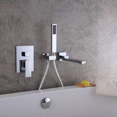 China Without Slide Bar Modern 2 Function Mixer Chrome Shower And Brass Hidden Tub Faucet Set for sale